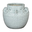 Dara medium white crackle glaze hydria vase, front view