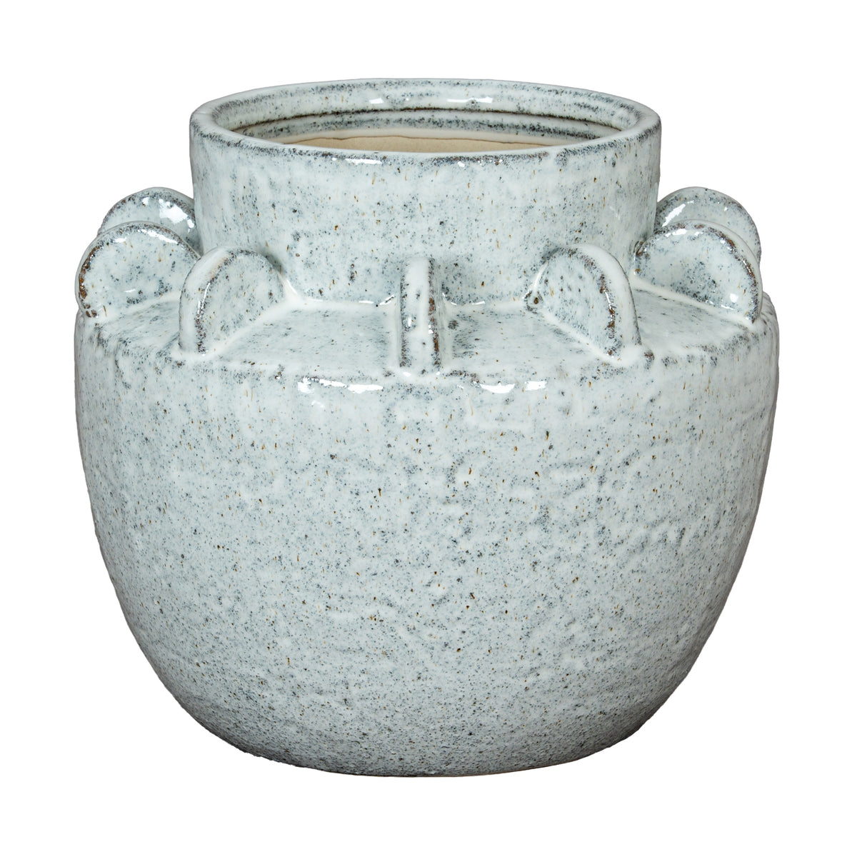 Dara medium white crackle glaze hydria vase, front view