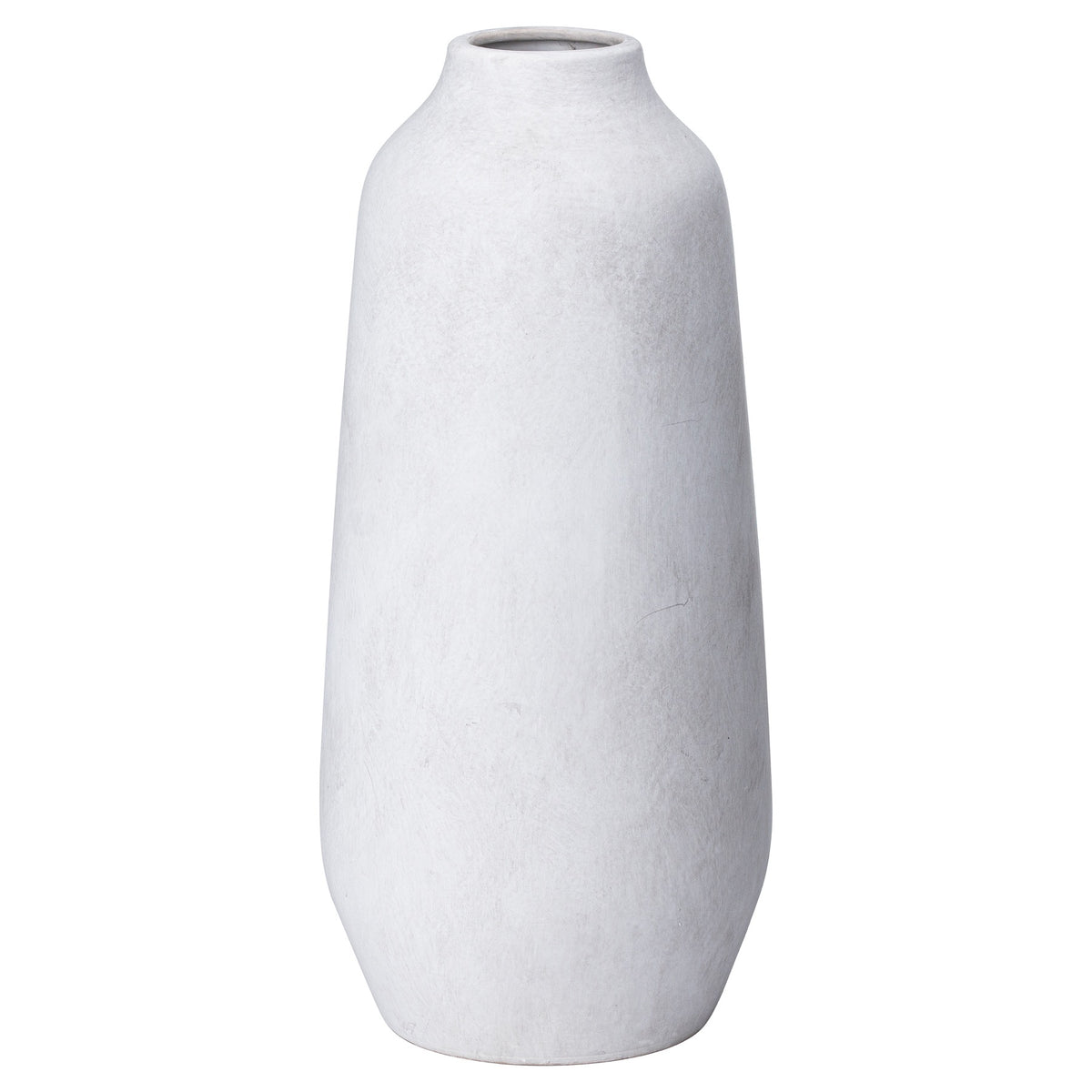 Darcy Ople tall off-white stone-effect vase, front view