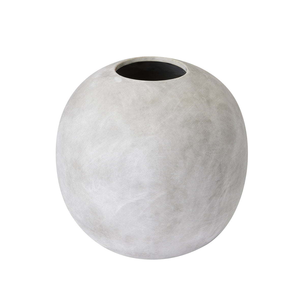 Darcy small off-white stone-effect globe vase, front view