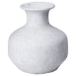 Darcy squat off-white stone-effect vase, front view