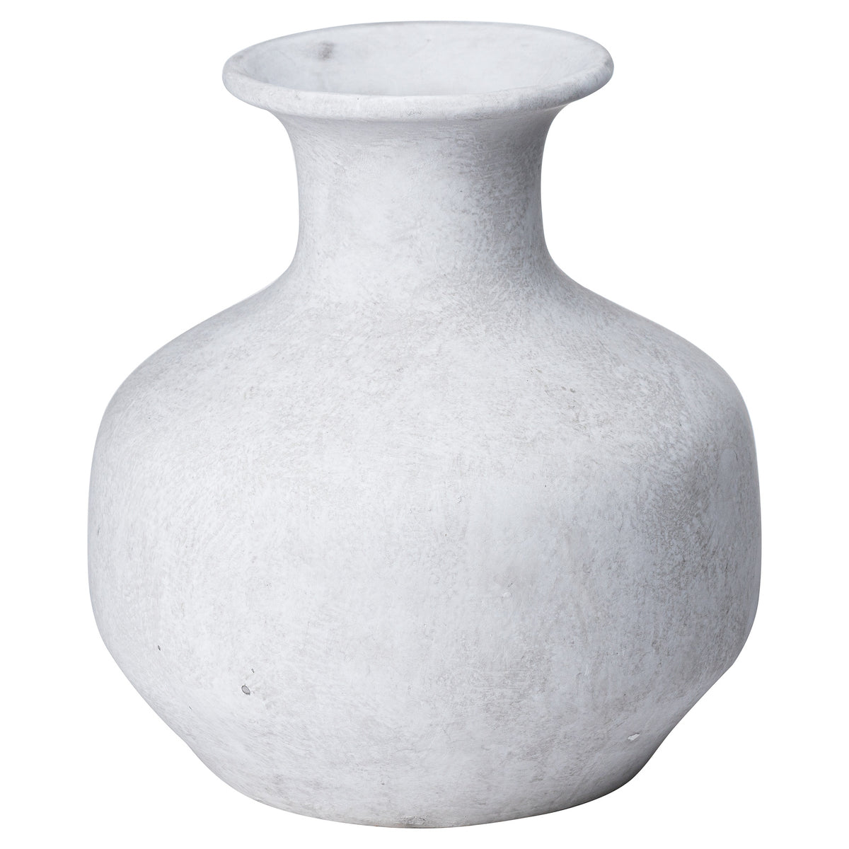 Darcy squat off-white stone-effect vase, front view