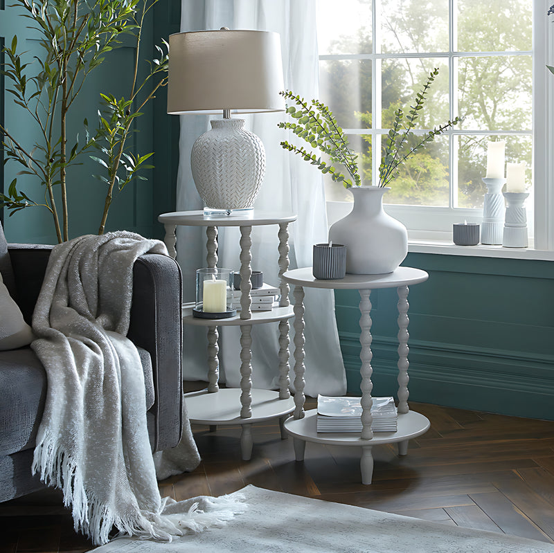 Darcy squat vase on a side table in a living room