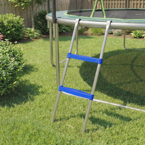 SPORTNOW Trampoline Ladder, 2-Steps with Horizontal Wide Steps, Universal Hook, Galvanised Steel Frame, 150kg Load – view 2