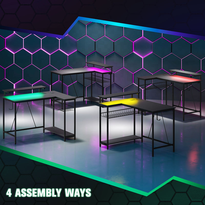 L-shaped LED gaming desk – image 8