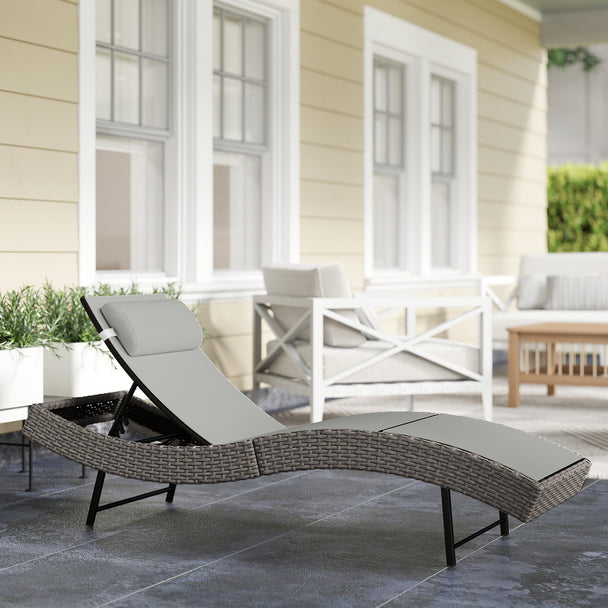 S-shaped rattan sun lounger, grey – image 2