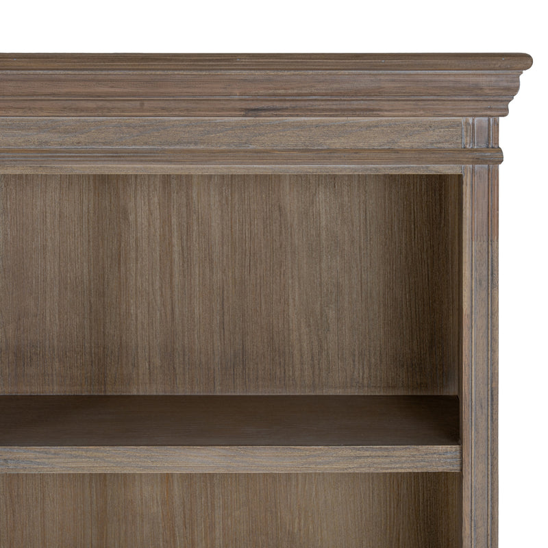 Close-up of the cornice and an open shelf