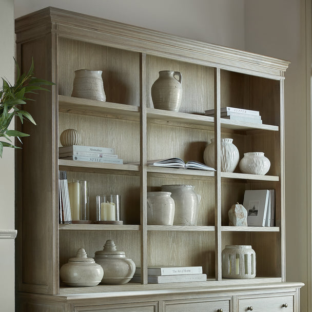 Dresser top styled with vases, shown on the matching base sold separately