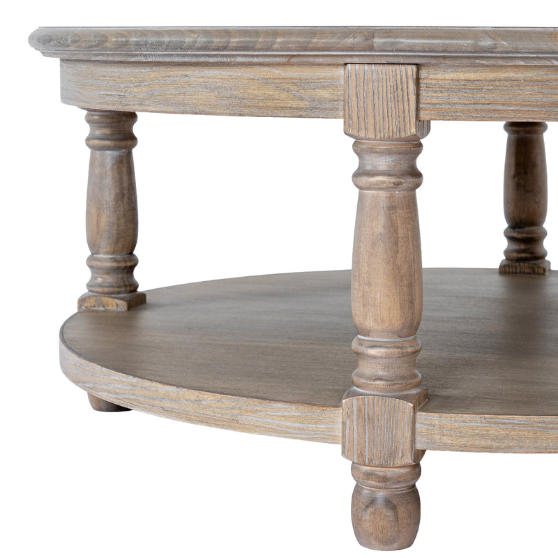 Close-up of the turned legs and lower shelf