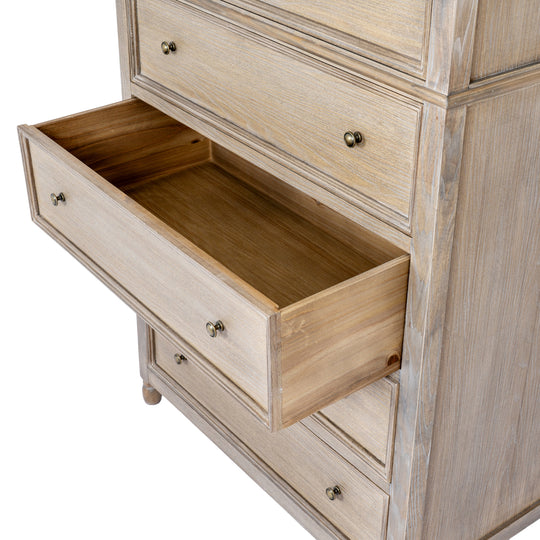 Delphine tall chest with the top drawer open