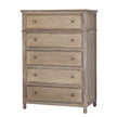 Delphine tall five-drawer wooden chest on white
