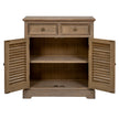 Delphine chest with the louvred doors open to show the inside shelf