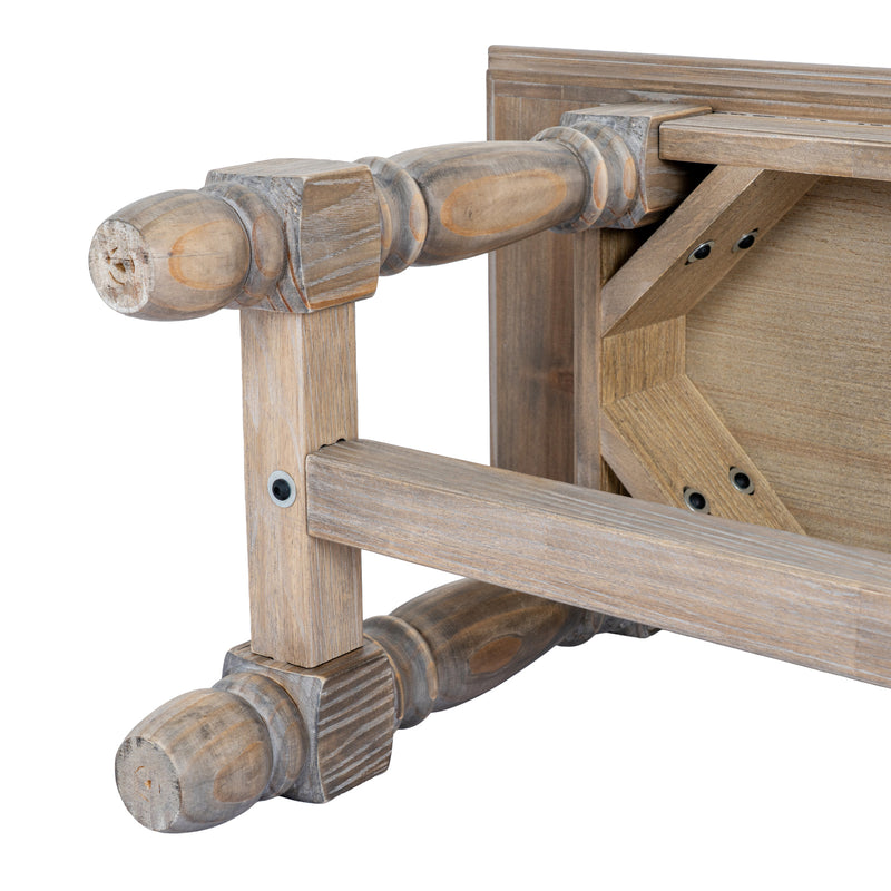 Underside of the bench showing the leg fixings