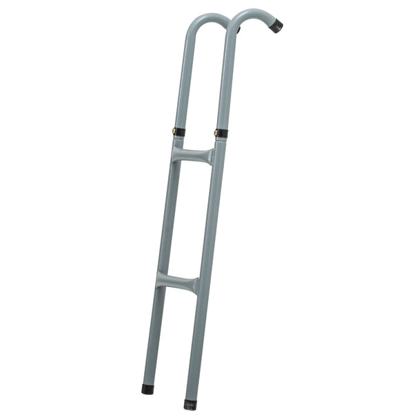 Grey galvanised 2-step trampoline ladder with non-slip steps
