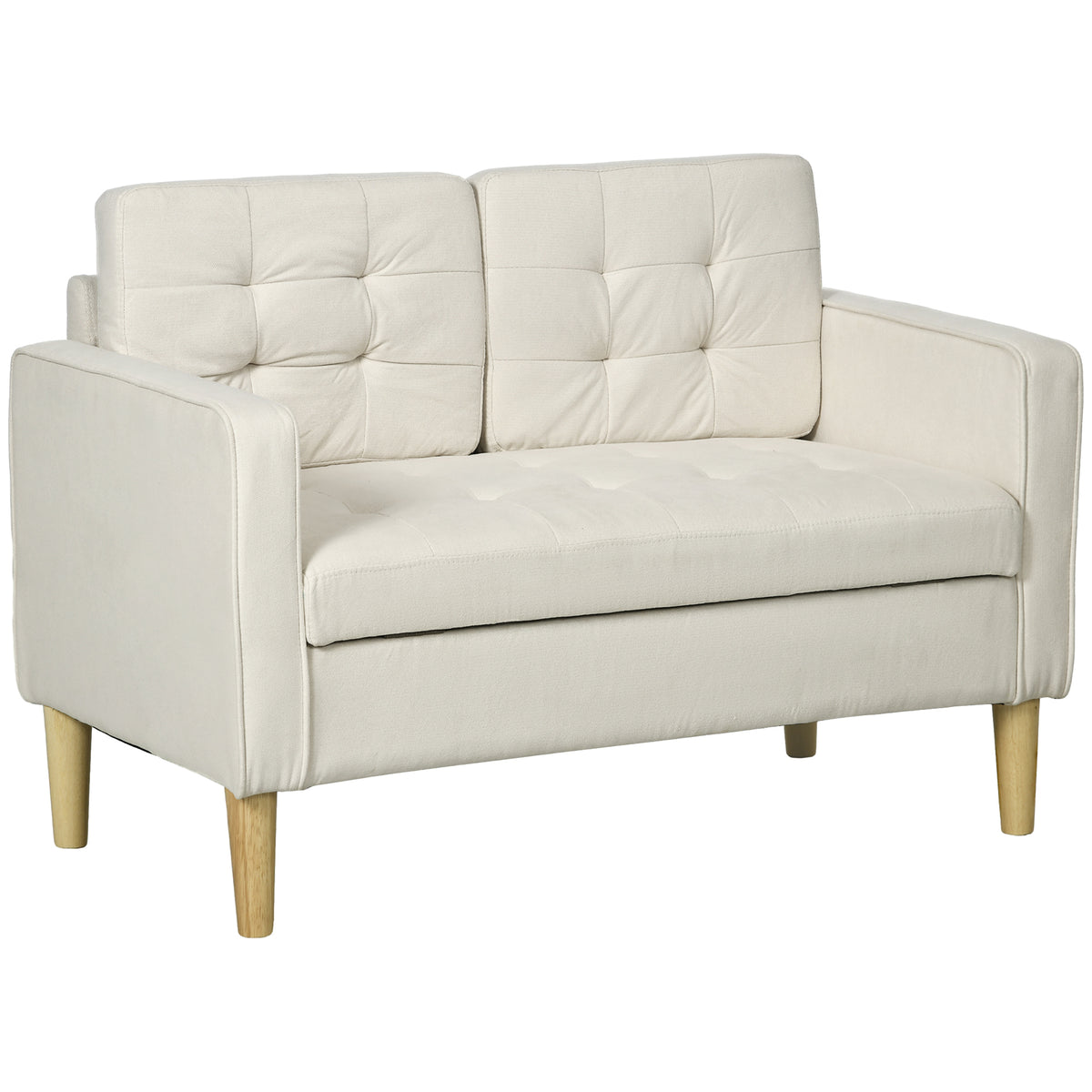 117 cm Tufted 2-Seater Storage Loveseat – Cream