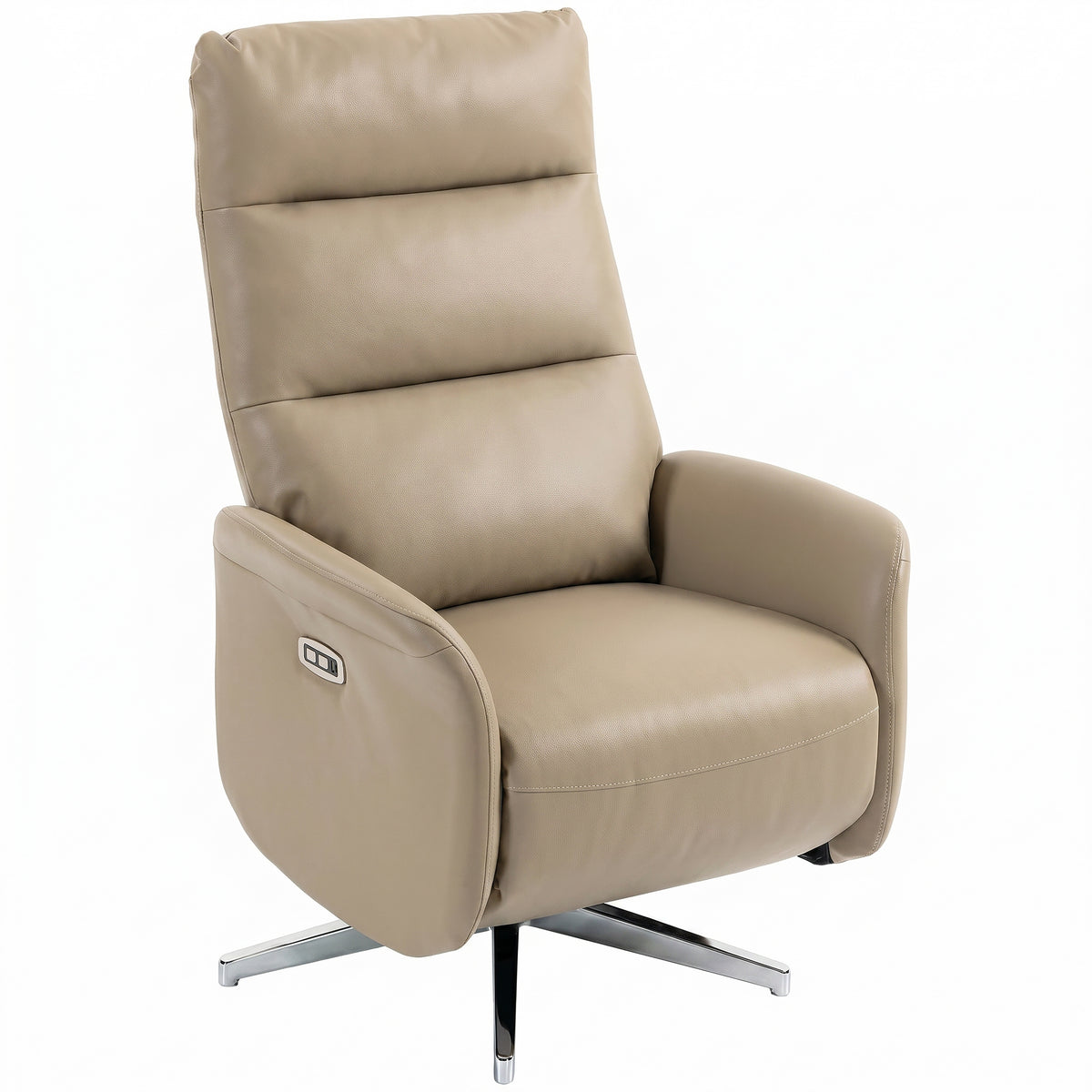 160° Swivel Electric Recliner Chair with USB-C – Brown