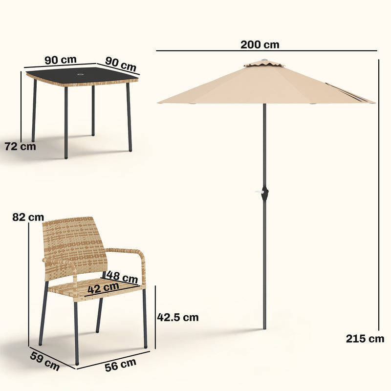 Rattan dining set with parasol – image 3