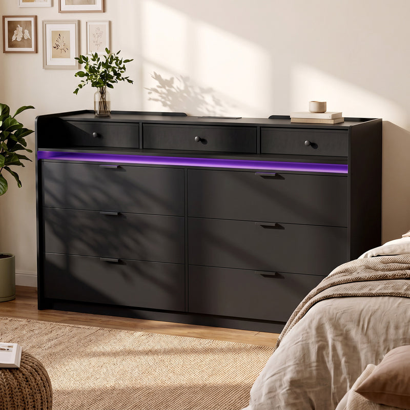 Black 9-drawer LED chest – image 9