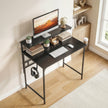 HOMCOM Computer Desk, 80cm Home Office Study Table with Hutch Shelf, Cup Holder, Headphone Hook, Black – view 2