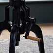 Close-up of the crank mechanism and wooden handle