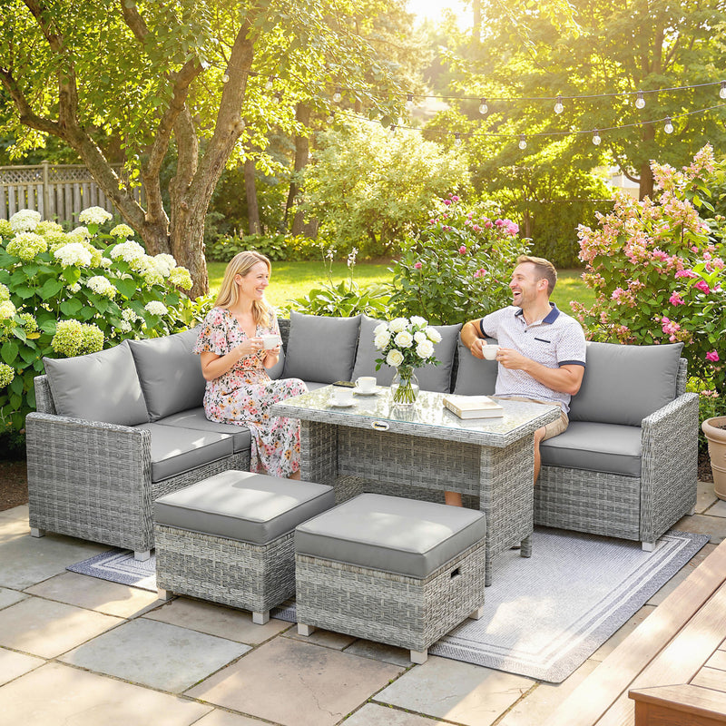 6-piece rattan corner sofa dining set – image 8