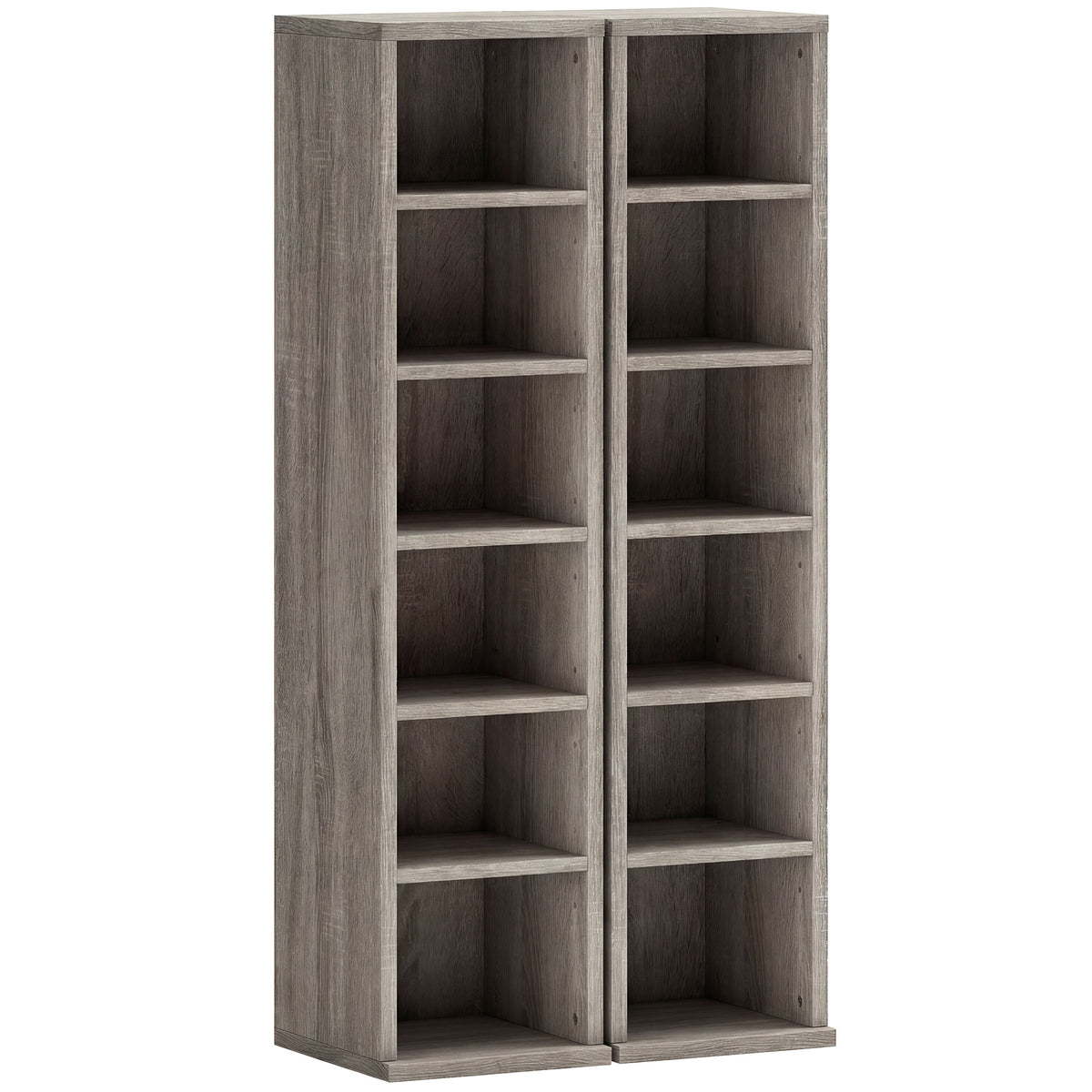 Set of 2 Adjustable CD Media Storage Towers – Distressed Grey