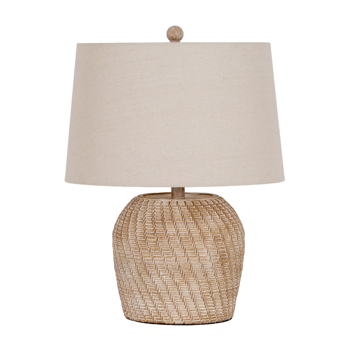 Dune basket-weave textured table lamp with linen shade