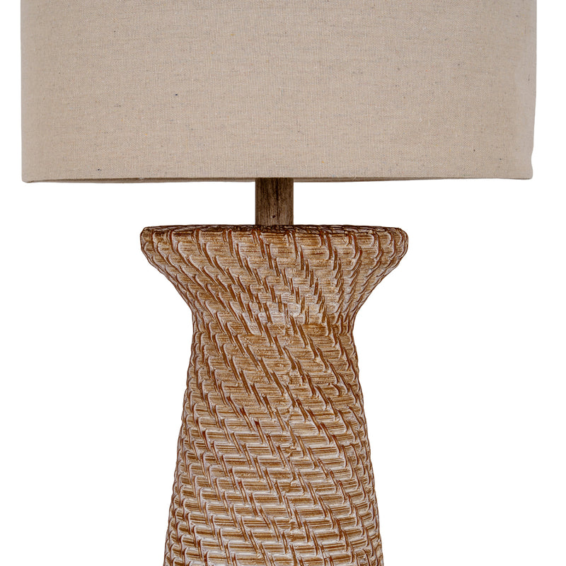 Close-up of the textured base top and linen shade