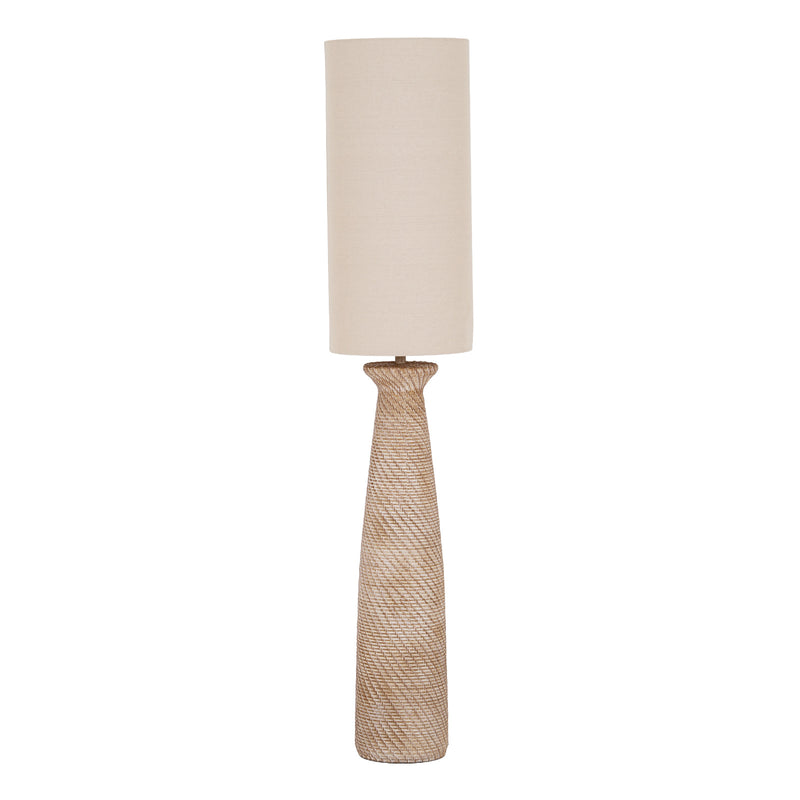 Dune floor lamp with cream linen shade, front view