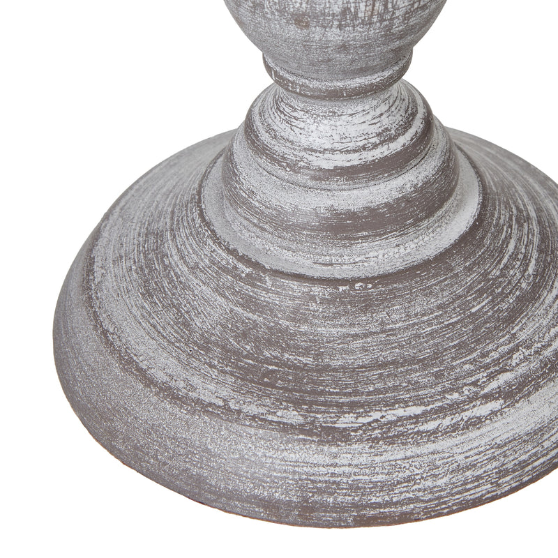 Round stepped base with whitewash finish