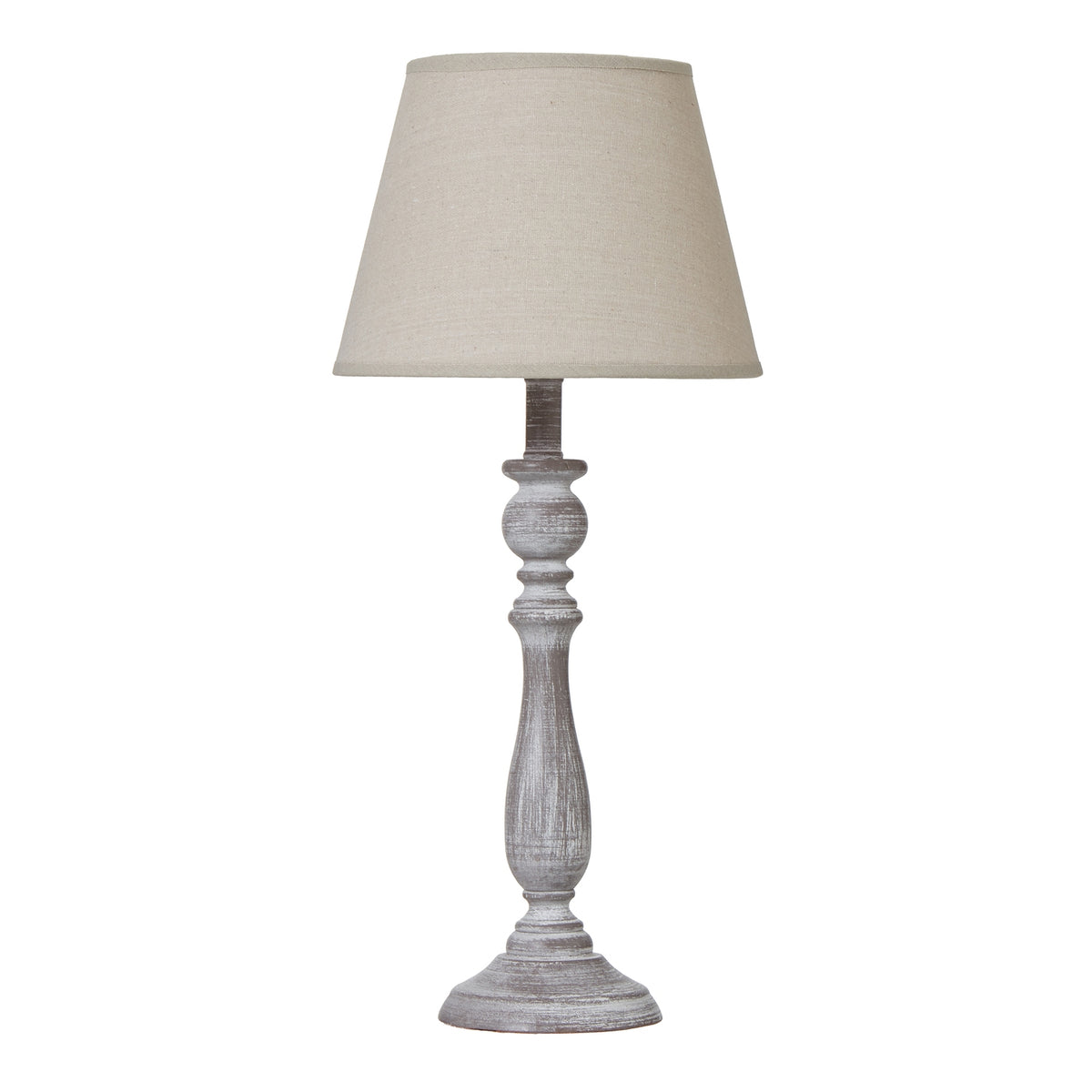 Dunum whitewashed column table lamp with linen shade