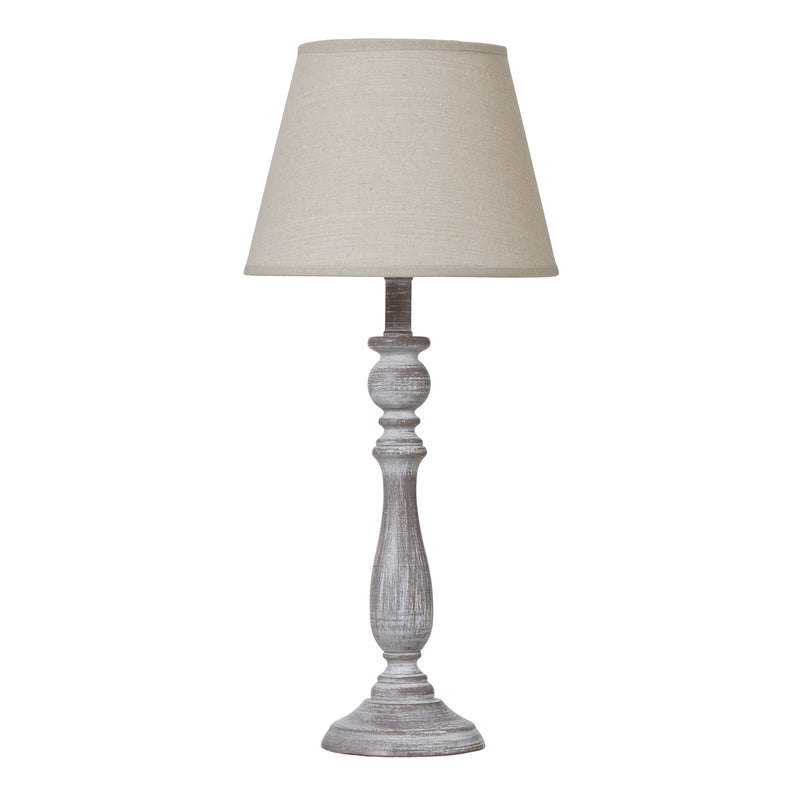 Dunum whitewashed column table lamp with linen shade