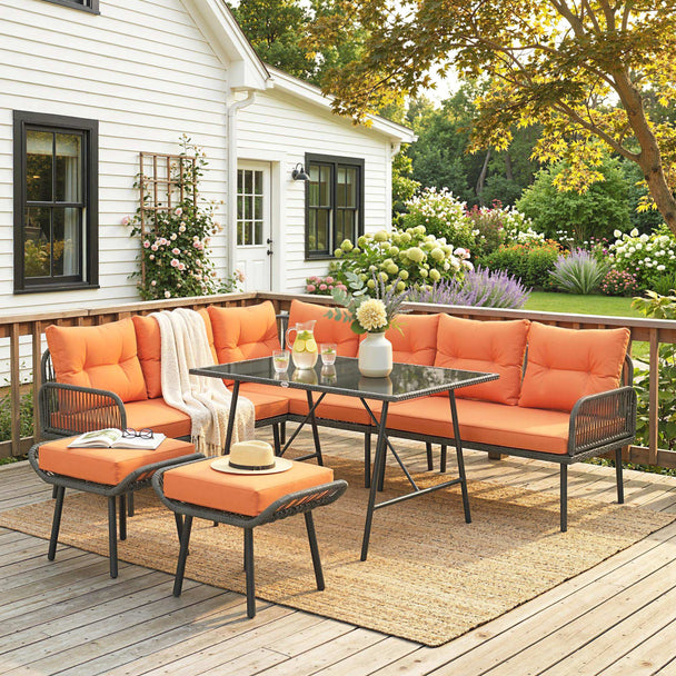 6-piece rattan corner dining set – image 2