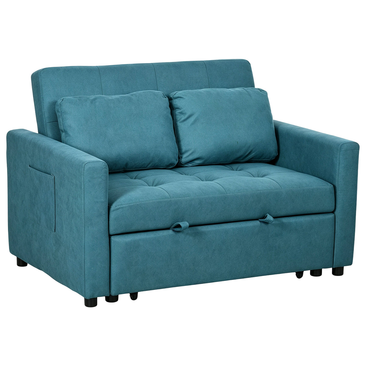 120 cm 2-Seater Sofa Bed with 3-Position Back – Blue