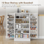 HOMCOM Freestanding Kitchen Pantry Cupboard with Adjustable Shelves & Door Racks - White