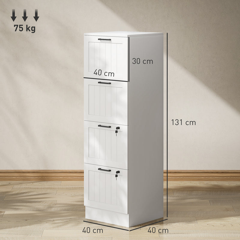 HOMCOM 4 Drawer Filing Cabinet with Lock, Office Storage Cabinet with Adjustable Hanging Bars for A4 Letter Size Files – view 3