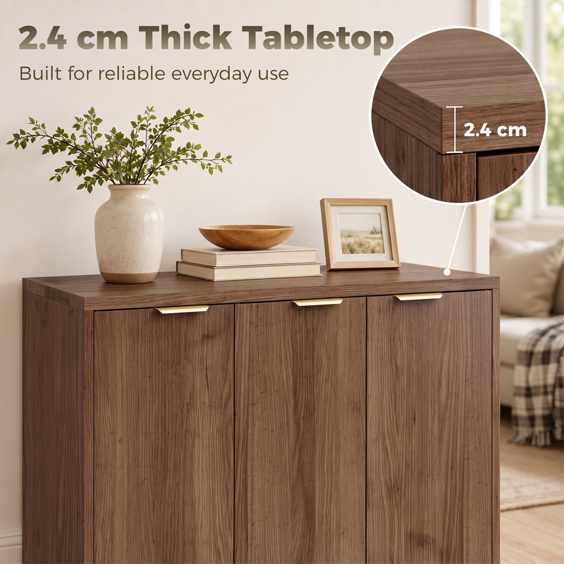 HOMCOM Sideboard Cabinet, Modern Storage Cabinet with 3 Doors and Adjustable Shelves for Living Room, Dining Room, Brown – view 6