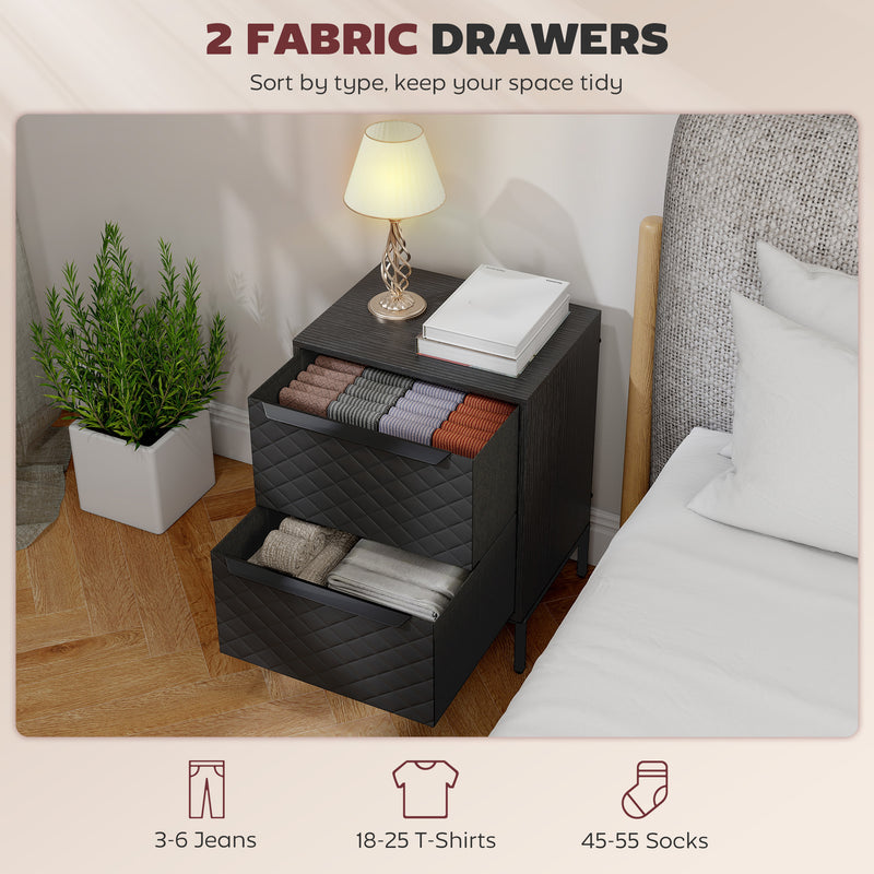 2-drawer fabric bedside chest – image 4