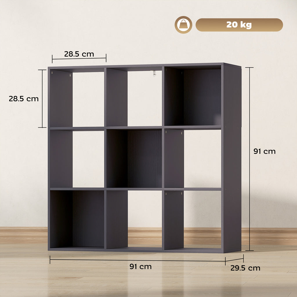 Nine-Cube Storage Shelf - Grey