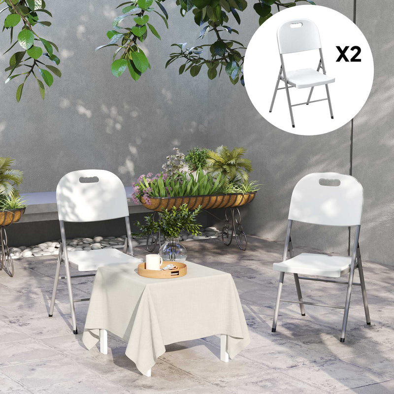 Outsunny Set of Two Foldable Outdoor Chairs - White – view 6