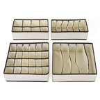 Beige Non-Woven Fabric Underwear Storage Box Set (4 pcs)