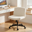 HOMCOM Imitation Linen Criss Cross Legged Desk Chair, Armless Office Chair with Wheels, Cream – view 2