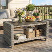 PE rattan coffee table with shelf grey – image 2