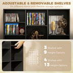 835 CD/500 DVD Storage Unit, Blu-ray Media Storage Shelf with 27 Compartments and 21 Adjustable Shelves, Black