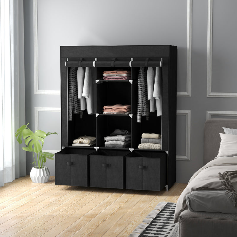 Black fabric wardrobe with drawers – image 7