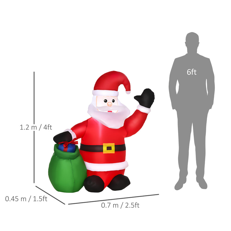 Size diagram of the 4ft Santa