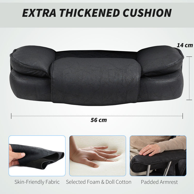 HOMCOM Leathaire Reclining Office Chair with Lumbar Support Pillow - Black – view 7