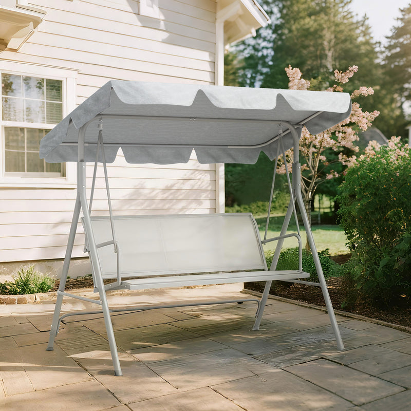 3-seater sling garden swing light grey – image 10