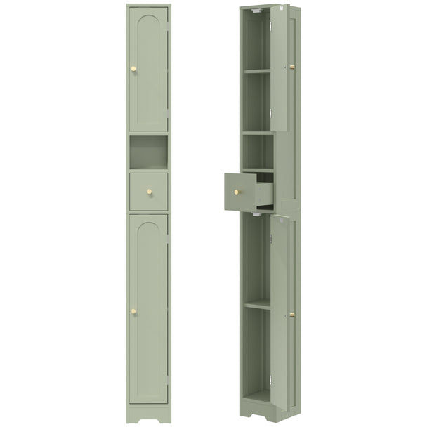 HOMCOM 185 cm Tall Bathroom Cabinet with Arched Doors - Light Green