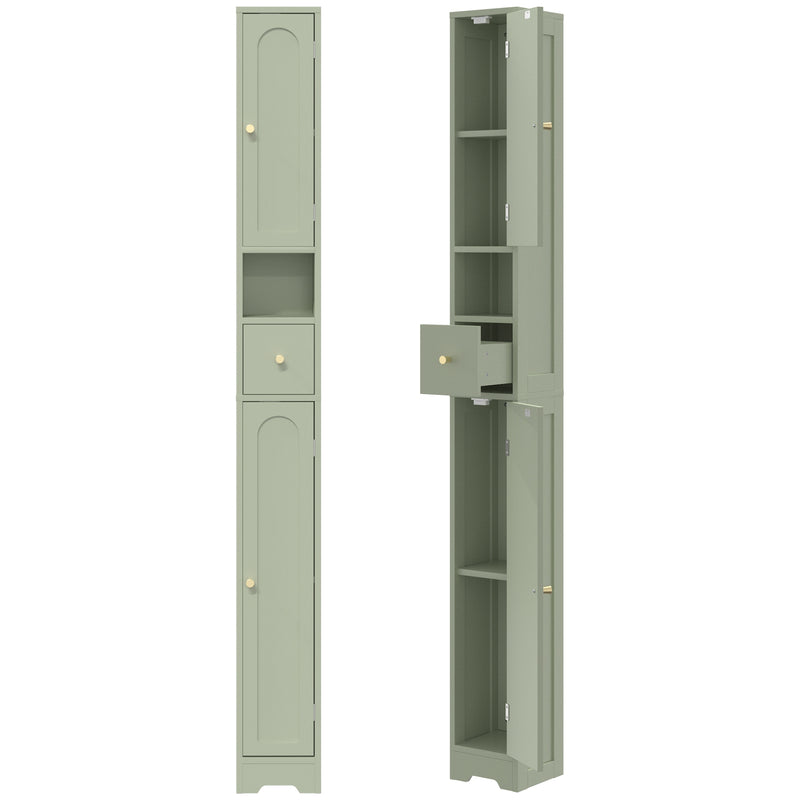 HOMCOM 185 cm Tall Bathroom Cabinet with Arched Doors - Light Green